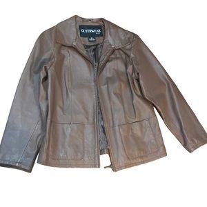 Outerwear by Lisa Womens Brown Leather Jacket Size Medium M Coat Winter …